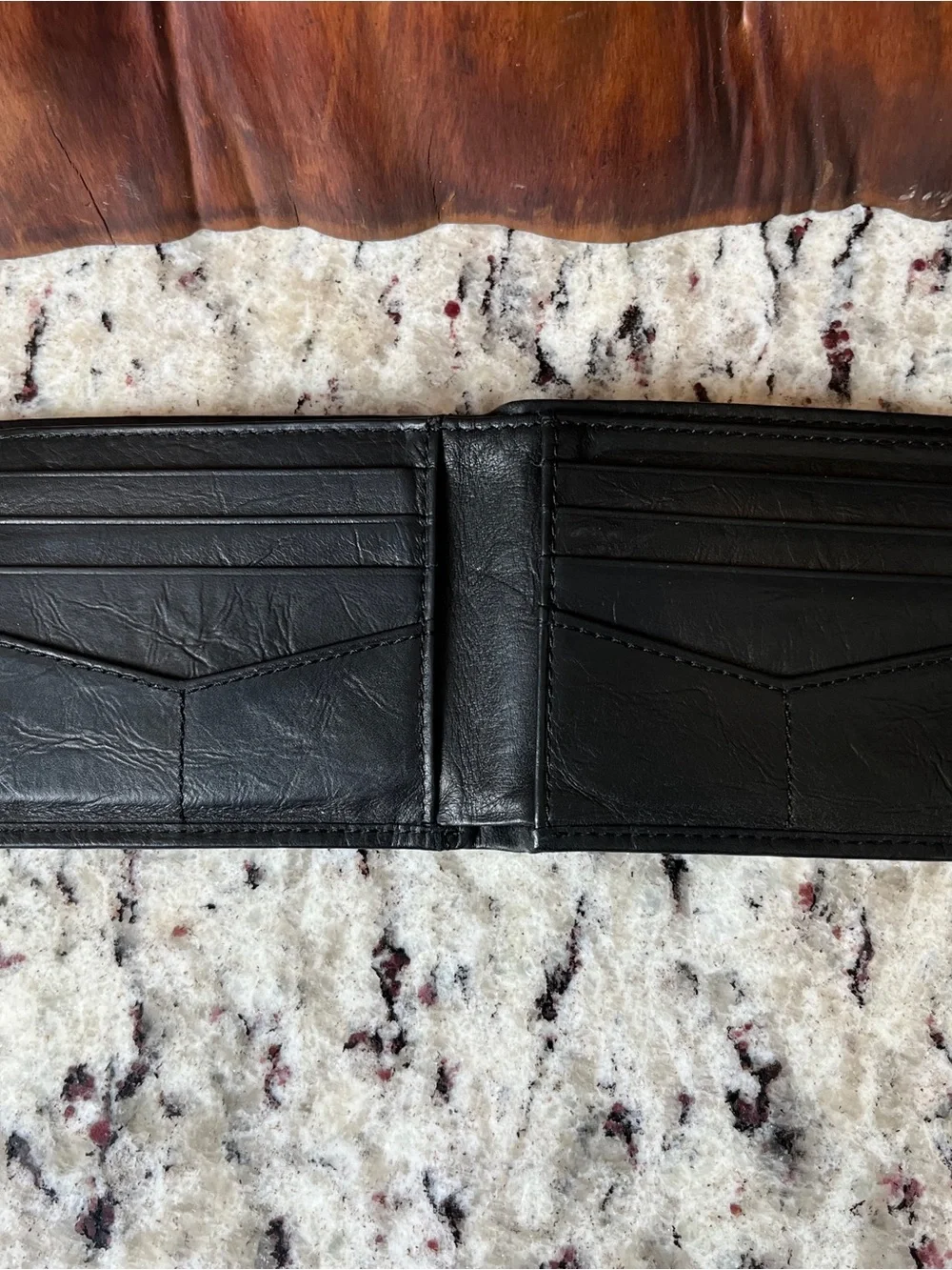 Fossil Men's Black Leather Money Clip Wallet